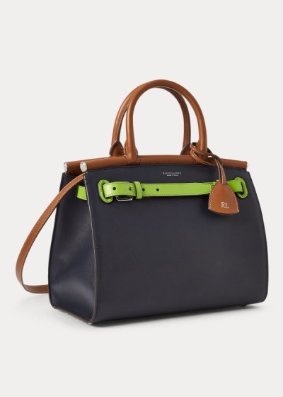 Bolsos De Mano Ralph Lauren Mujer Azul Marino / Verdes - Calfskin Medium RL50 - GBAXV9670